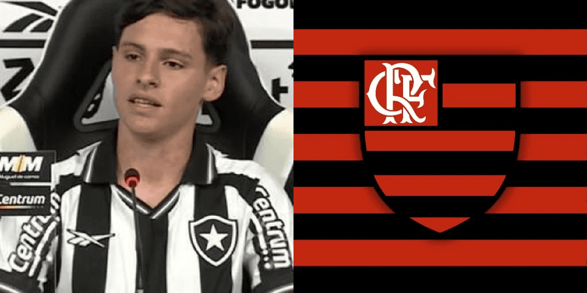 Álvaro Montoro e o escudo do Flamengo (Foto: Reprodução/YouTube)