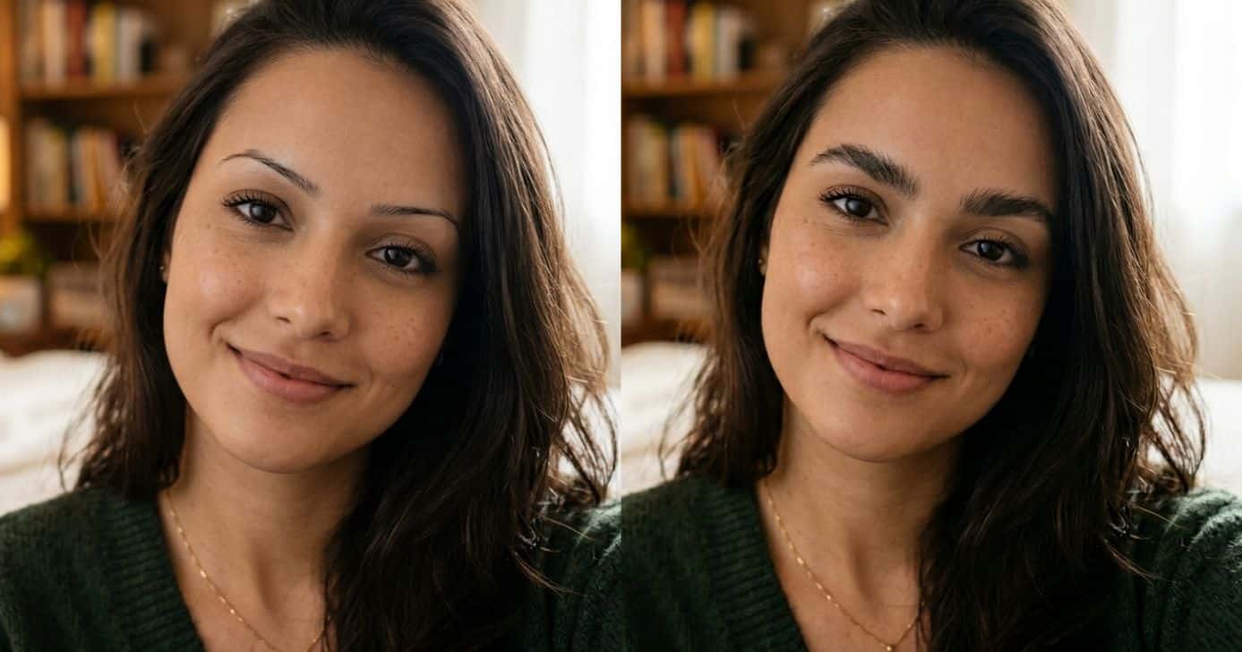 Antes e depois de sobrancelhas finas (Foto: Montagem TV Foco / GMN)