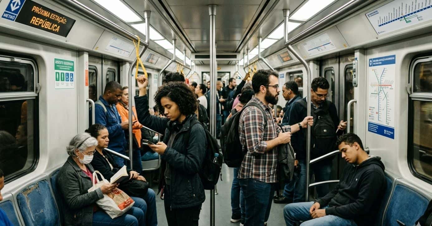 Ilustração pessoas no metrô (Foto: Montagem TV Foco / GMN)