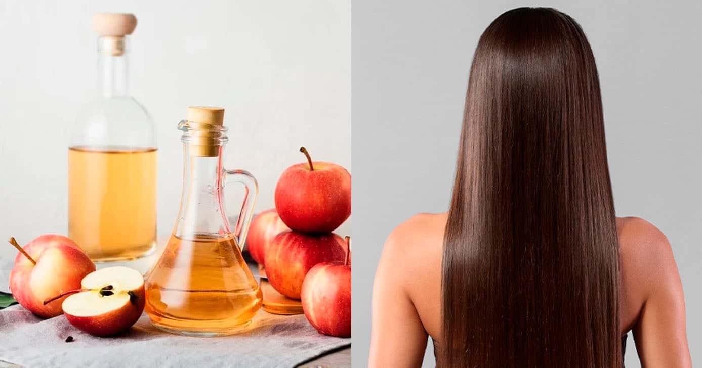 Misturinha com vinagre de maçã promete alinhar os fios (Foto Reprodução/Montagem/TV Foco/Canva)