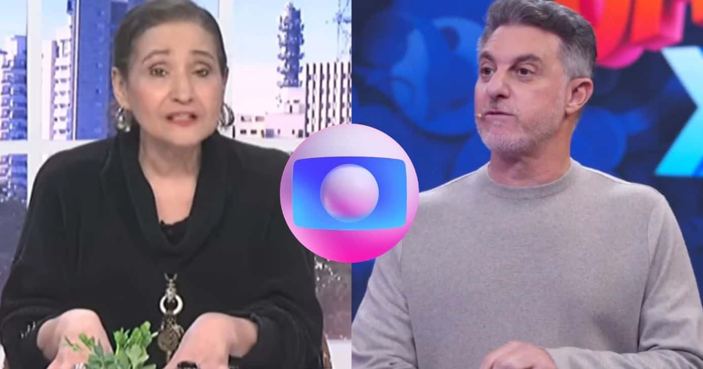 Sonia Abrão, logo da Globo e Luciano Huck (Foto: Reprodução / RedeTV! / Globo)