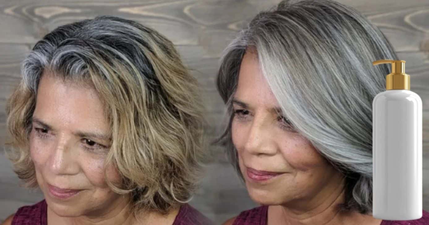 Shampoo de farmácia ajuda a eliminar o amarelado dos cabelos grisalhos em 2 minutos (Foto Reprodução/Montagem/TV Foco/Canva/Paola)