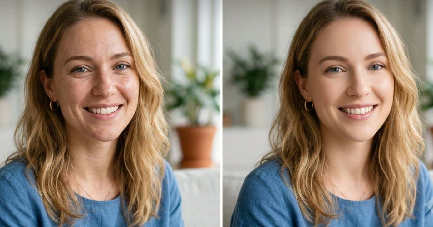 Ilustração antes e depois de pele sem poros (Foto: Montagem TV Foco / GMN)