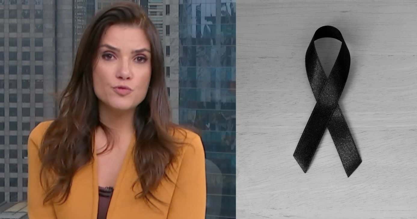 Sabina Simonato e imagem de luto (Fotos: Reproduções / Globo / Canva)