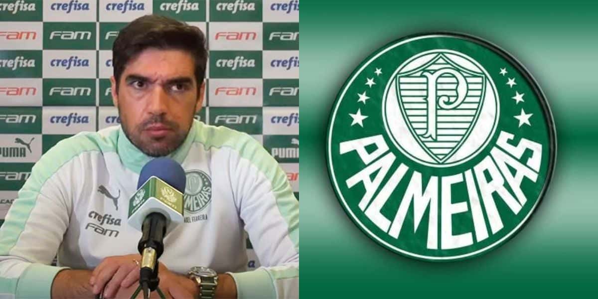 Abel Ferreira e logo do Palmeiras (Reprodução: Montagem TV Foco)