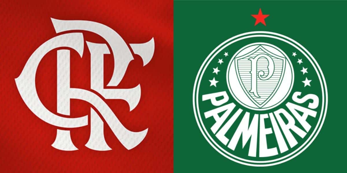Flamengo dando chapéu no Palmeiras por volante (Reprodução: Montagem TV Foco)