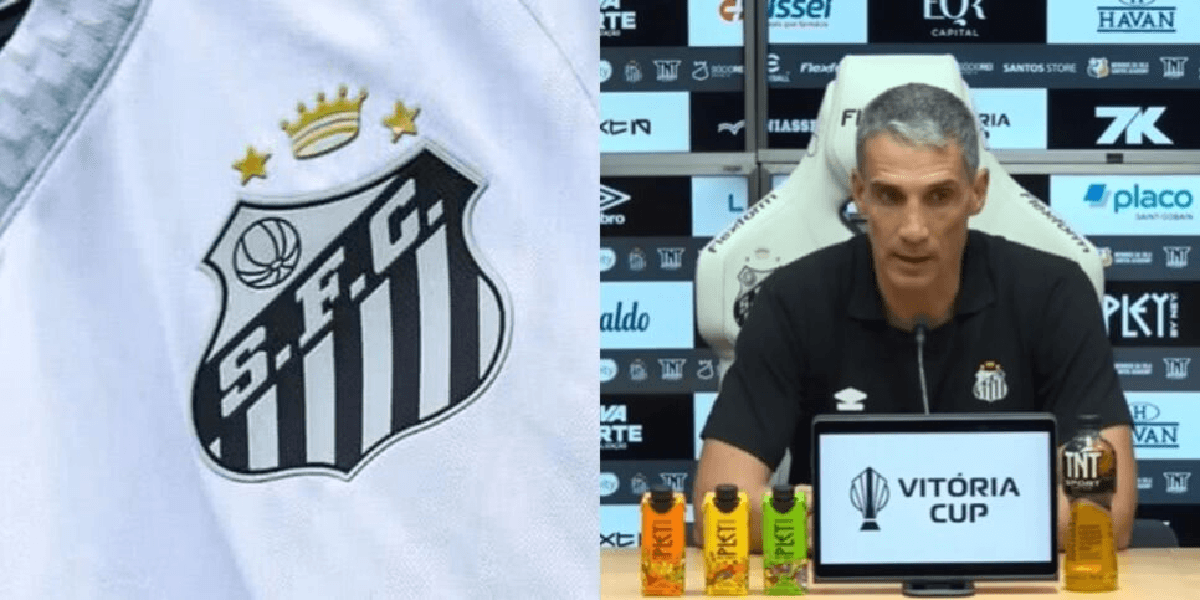 Vojvoda / escudo do Santos (Foto: Reprodução/ Santos TV/ YouTube)