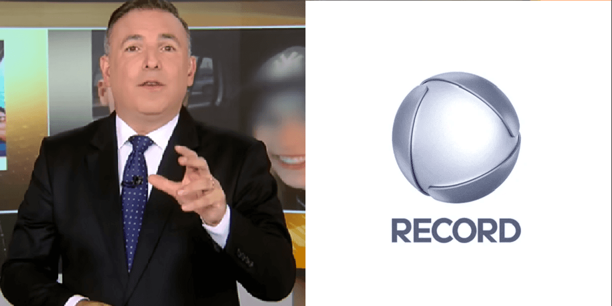 Reinaldo Gottino, do Cidade Alerta, e logo da Record (Foto: Reprodução/ YouTube)