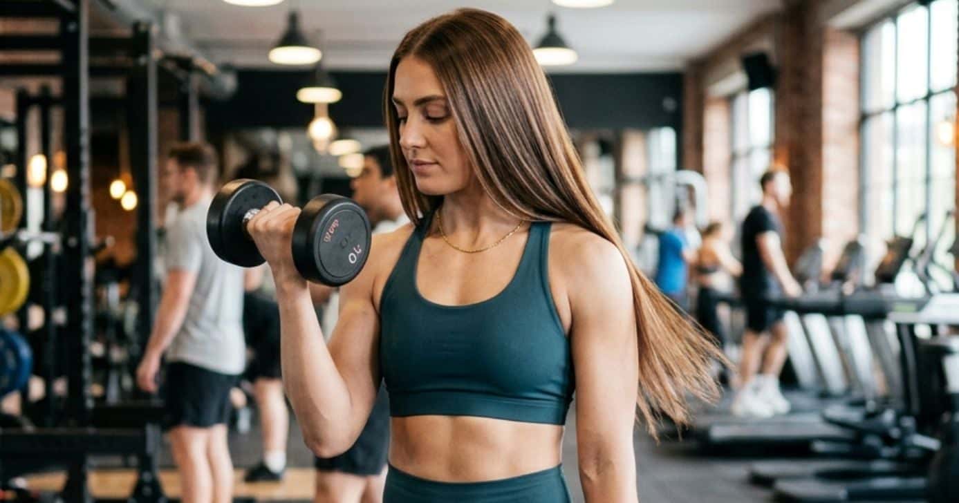 Ilustração mulher na academia com o cabelo bonito (Foto: Montagem TV Foco / GMN)