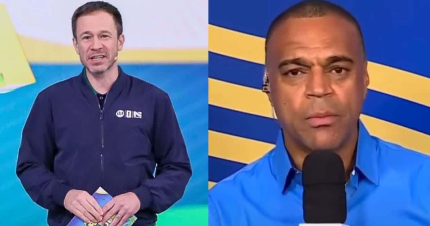 Tiago Leifert e Denílson (Fotos: Reprodução / SBT / Globo)