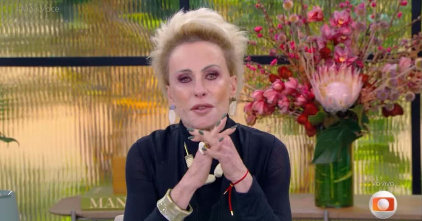 Ana Maria chora ao vivo (FOTO: Reprodução/Globo).