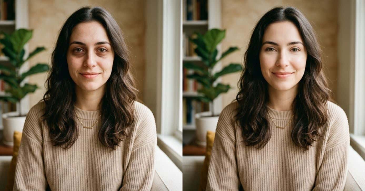 Ilustração antes e depois de olheiras (Foto: Montagem TV Foco / GMN)