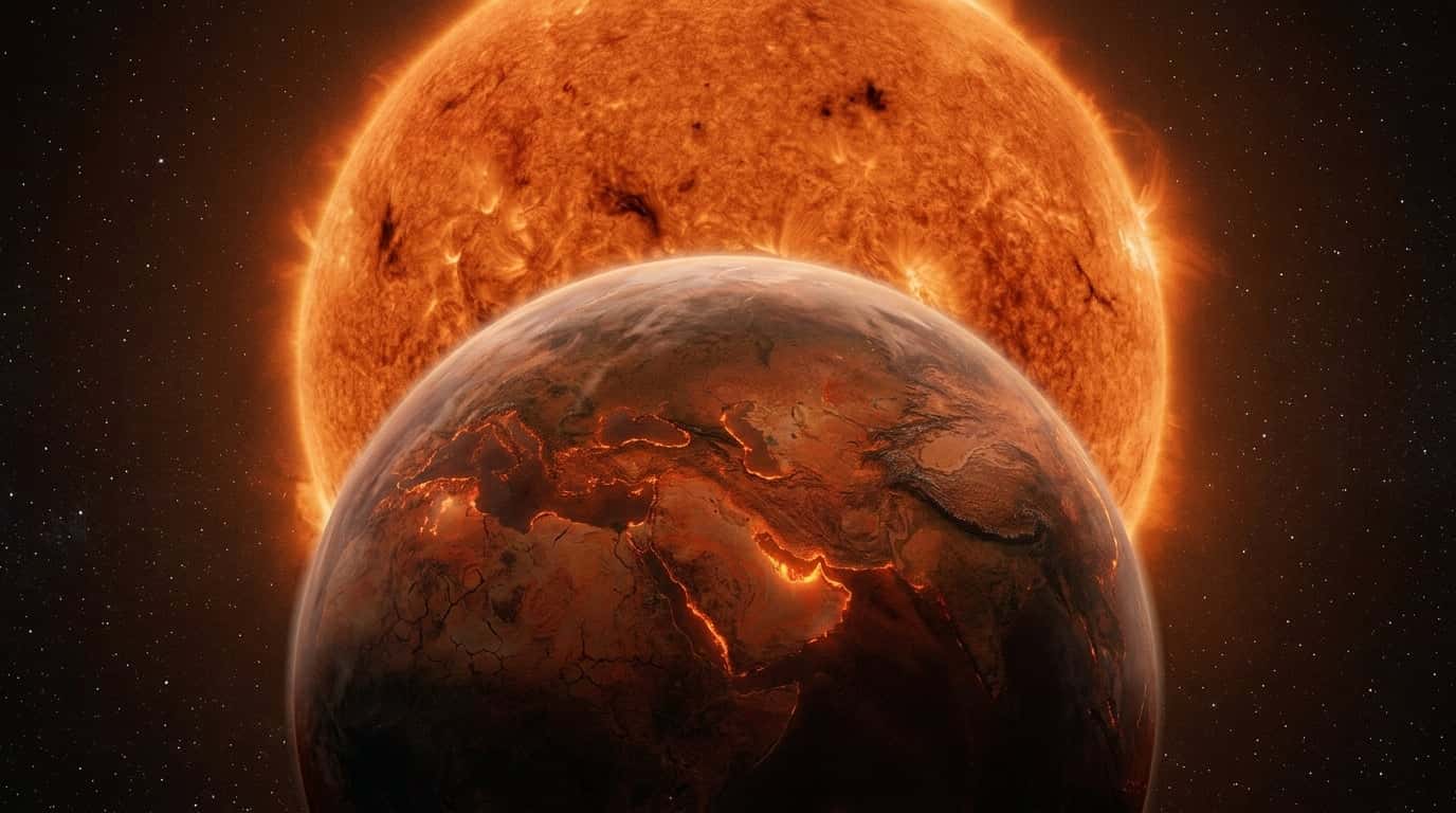 Sol na fase de gigante vermelha. Foto: Reprodução (Foto de reprodução Tupi)