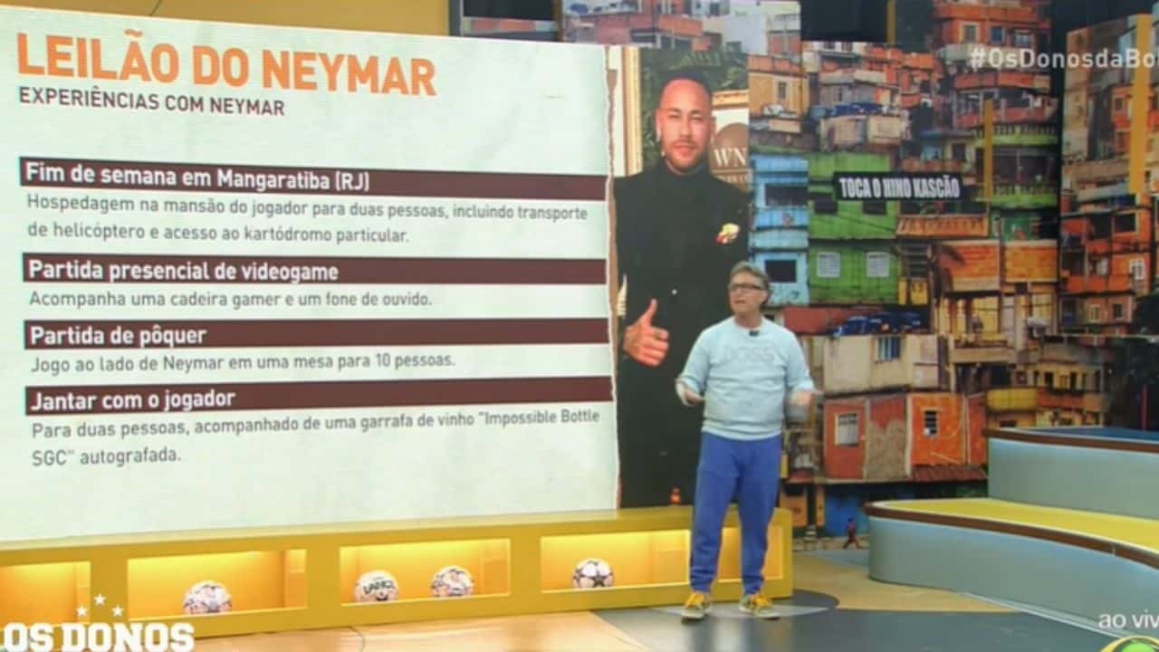 Neto quer comprar item em leilão beneficente do Instituto Neymar Jr. Foto: Reprodução (Foto de reprodução Tupi)