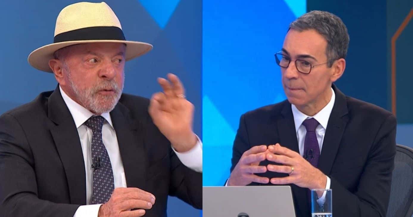 Lula e César Tralli durante entrevista na Globo (Foto: Reprodução/ Internet)