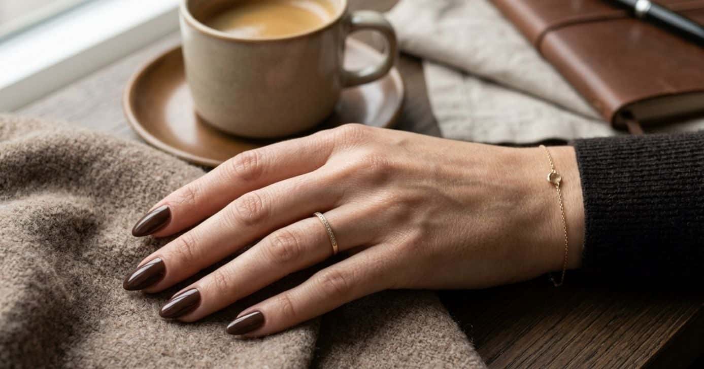 Ilustração mulher com o esmalte café (Foto: Montagem TV Foco / GMN)