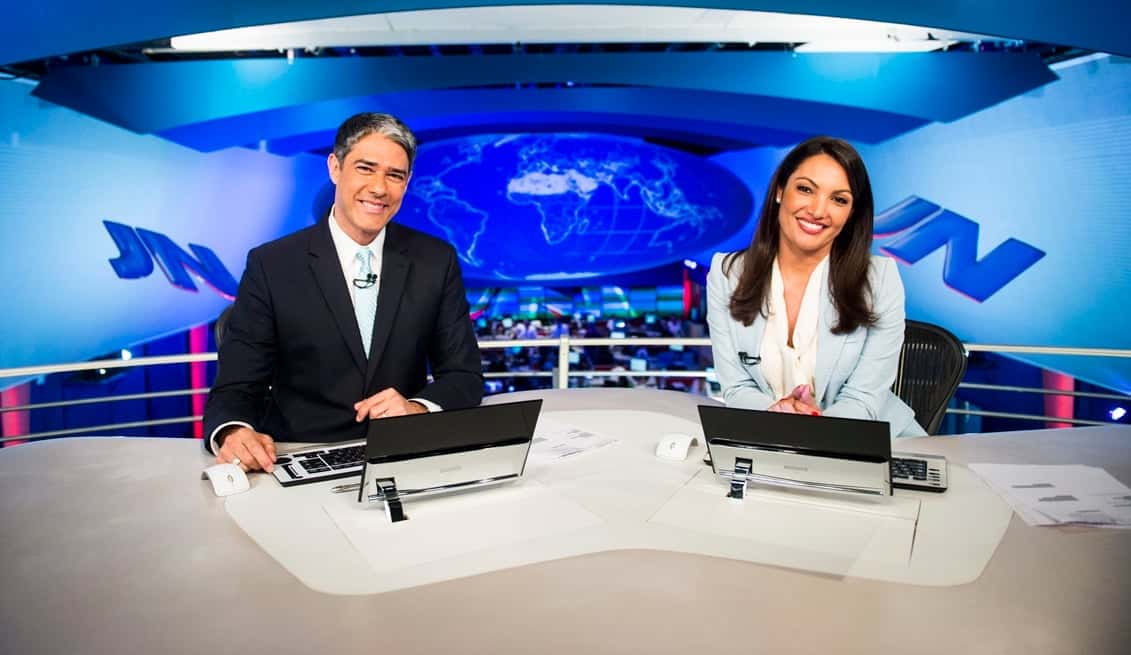 William Bonner e Patricia Poeta no comando do Jornal Nacional na Globo (Reprodução)