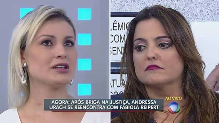 Andressa Urach e Fabíola Reipert no "Balanço Geral SP" (Foto: Reprodução/Divulgação/Record)