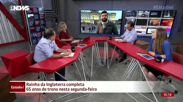 Jornalistas comentam sobre a Rainha da Inglaterra no "Estúdio i" (Foto: Reprodução/GloboNews)