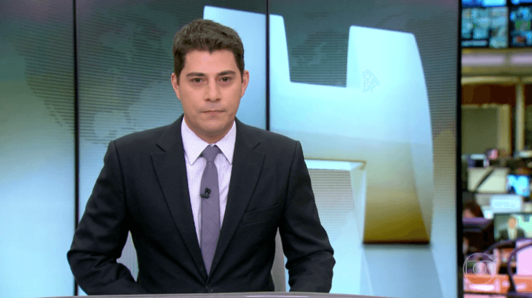 Evaristo Costa durante o "Jornal Hoje" (Foto: Reprodução/Globo)