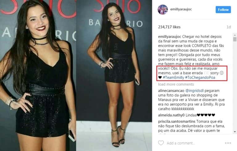 Emilly rebate seguidores. (Foto: Reprodução/Instagram)