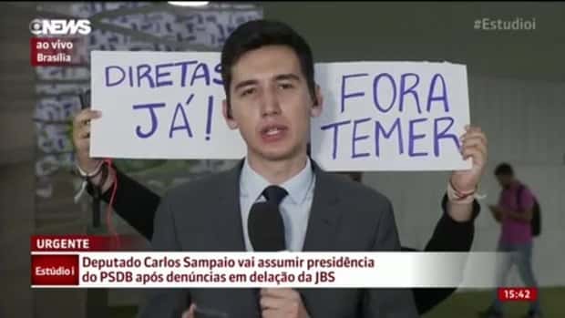 O repórter Murilo Salviano em link ao vivo na GloboNews (Foto: Reprodução/GloboNews)