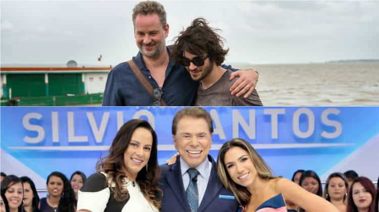 Dan Stulbach e Silvio Santos no "Subiu, desceu" de hoje (Foto montagem: TV FOCO)