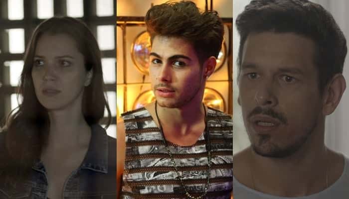 Júlia (Nathalia Dill), Léo (Rafael Vitti) e Lázaro (João Vicente Castro) (Foto: Divulgação/Globo/Montagem)