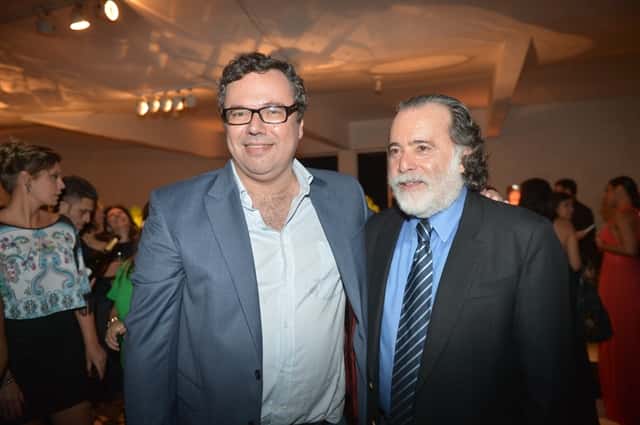 João Emanuel Carneiro e Tony Ramos no lançamento de "A Regra do Jogo" (Foto: Globo/João Miguel Júnior)