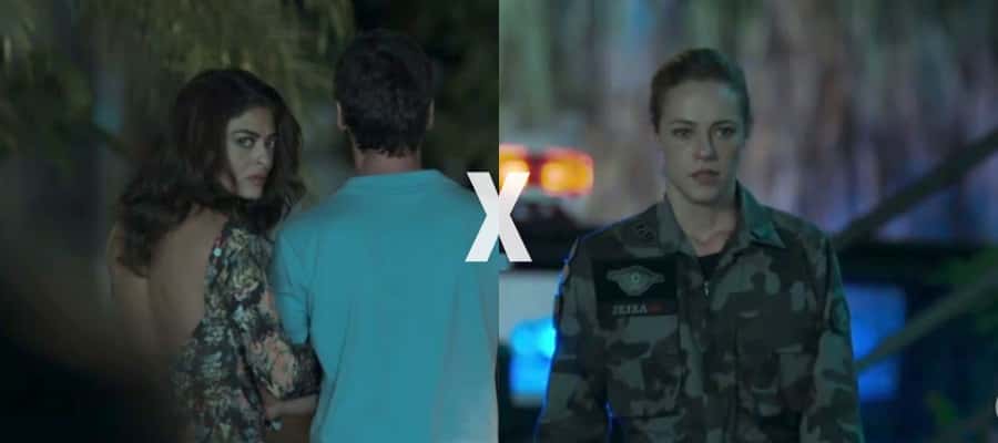 Jeiza persegue Rubinho em "A Força do Querer" (Foto: Montagem/TV Foco/Globo)