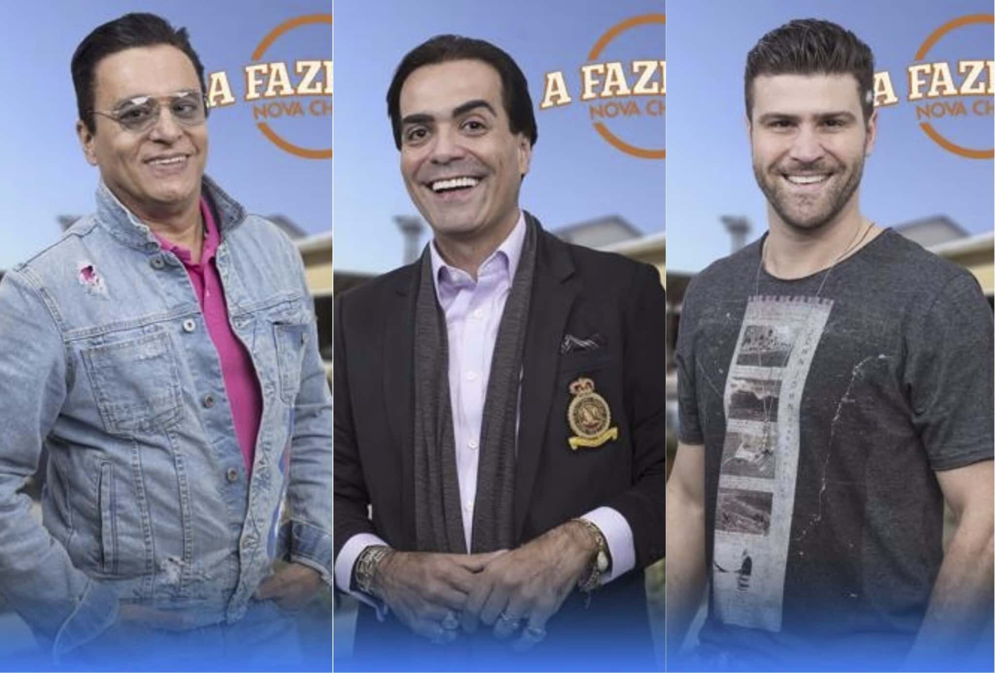 Nahim, Fábio e Marcelo disputam Prova do Fazendeiro (Foto montagem: TV Foco)