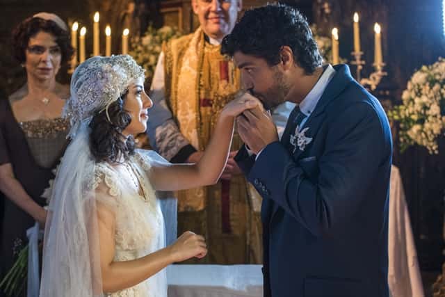 Lucinda (Andreia Horta) e Inácio (Bruno Cabrerizo) em cena de Tempo de Amar (Foto: Globo/Cesar Alves)