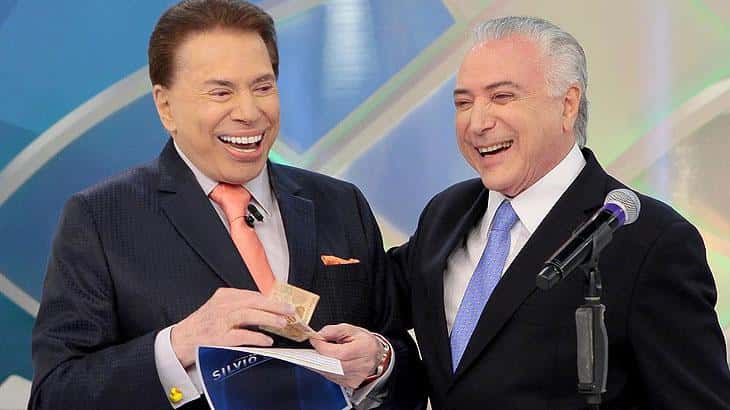 Silvio Santos com Michel Temer em seu programa no SBT (Foto: Reprodução)