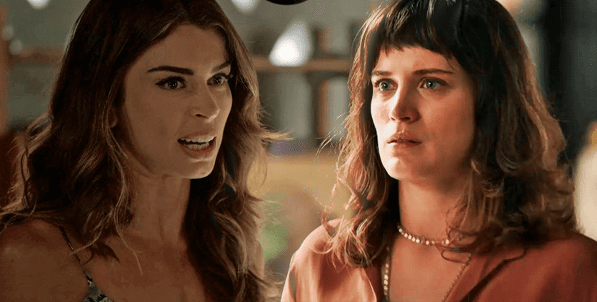 Clara se lembra da conversa que teve com Lívia em O Outro Lado do Paraíso (Foto: Montagem/Reprodução/TV Foco)