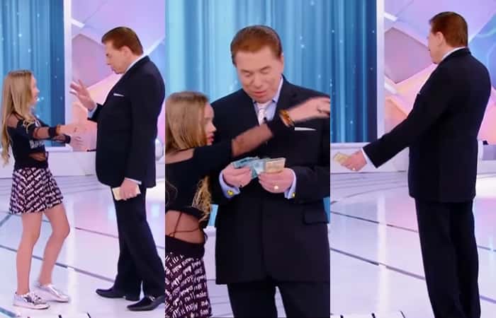 Menina insistiu em abraçar Silvio Santos (Foto: Reprodução)
