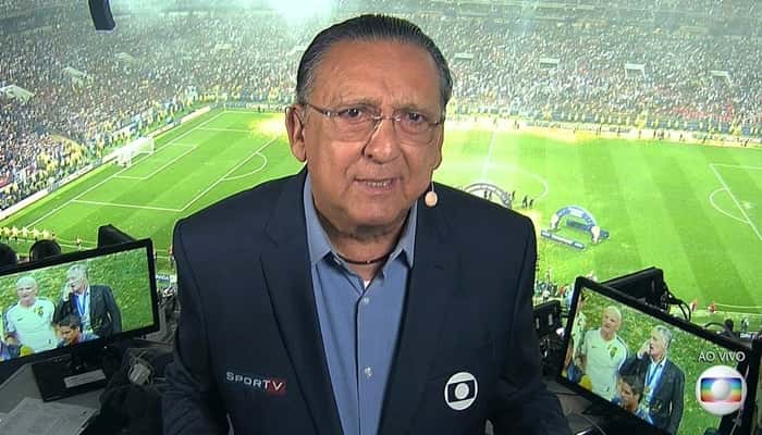 Galvão Bueno na final da Copa do Mundo da Rússia, em 2018 (Foto: Reprodução/Globo
