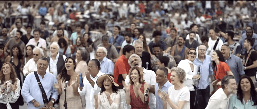 Famosos na gravação especial da emissora em 2017. (Foto: Reprodução)
