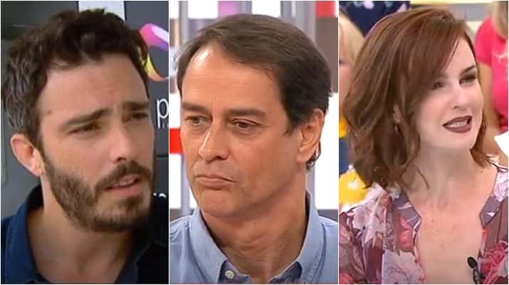 Thiago Rodrigues, Marcello Anthony e Carolina Kasting em programas da TV portuguesa. (Foto: Reprodução/TVI)