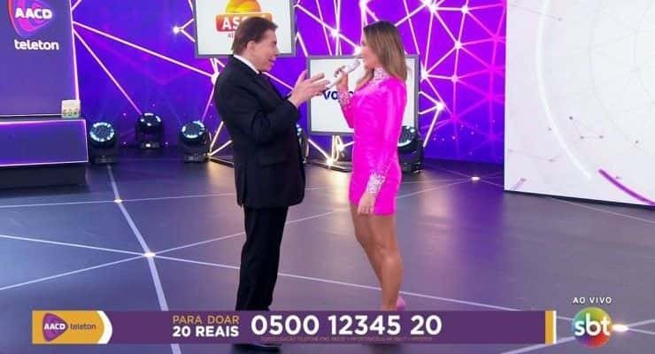 Silvio com Cláudia Leitte no Teleton (Foto: Reprodução)