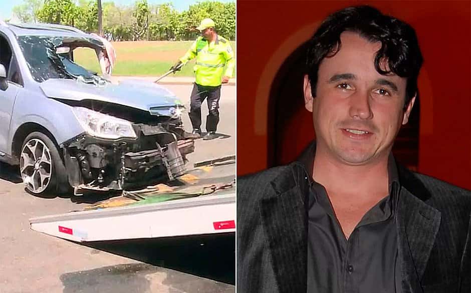 Imagens do carro de Caio Junqueira após o acidente (Imagens Reprodução)