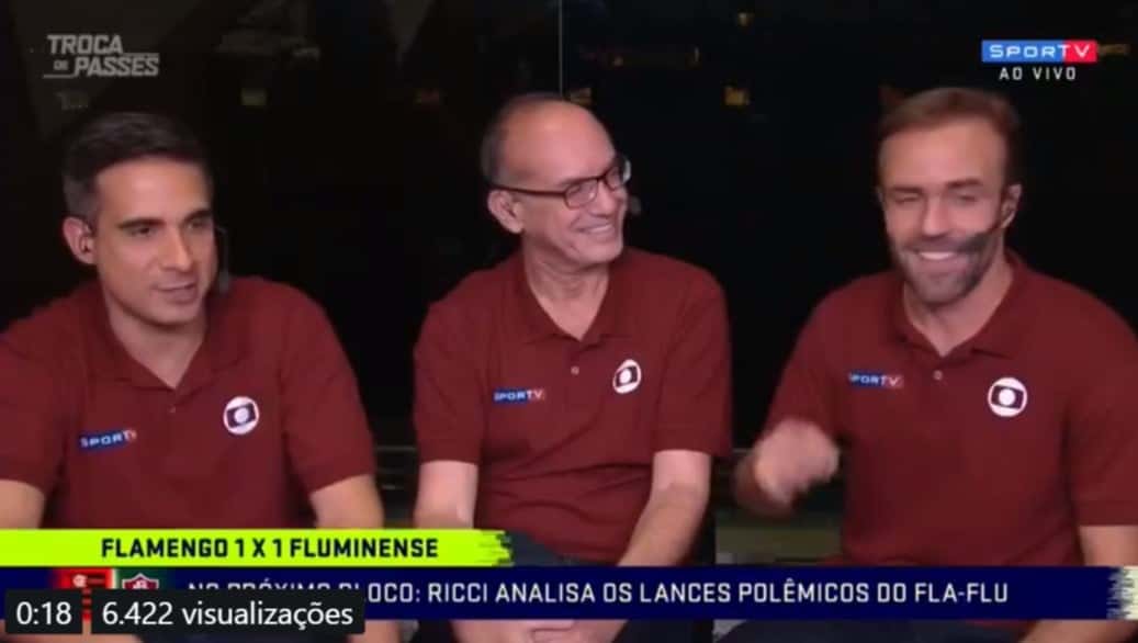Gustavo Villani e seus companheiros no Troca de Passes (Foto: Reprodução)