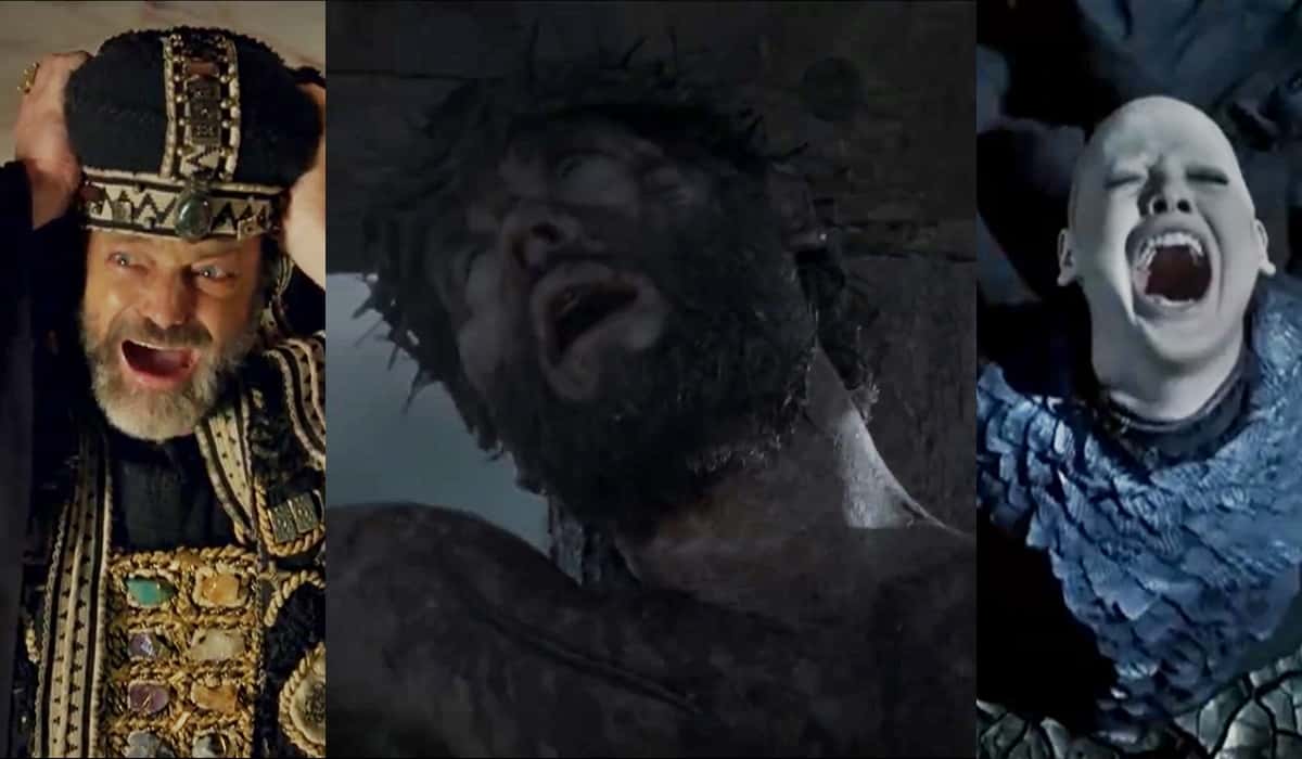 Cenas marcantes da novela Jesus, exibida em horário nobre pela Record. (Foto: Reprodução/Montagem)
