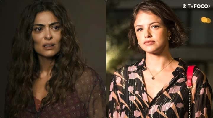 Josiane (Agatha Moreira) tocará o terror pode não ser filha de Maria da Paz (Juliana Paes) na trama da Globo A Dona do Pedaço (Foto: Montagem/TV Foco)