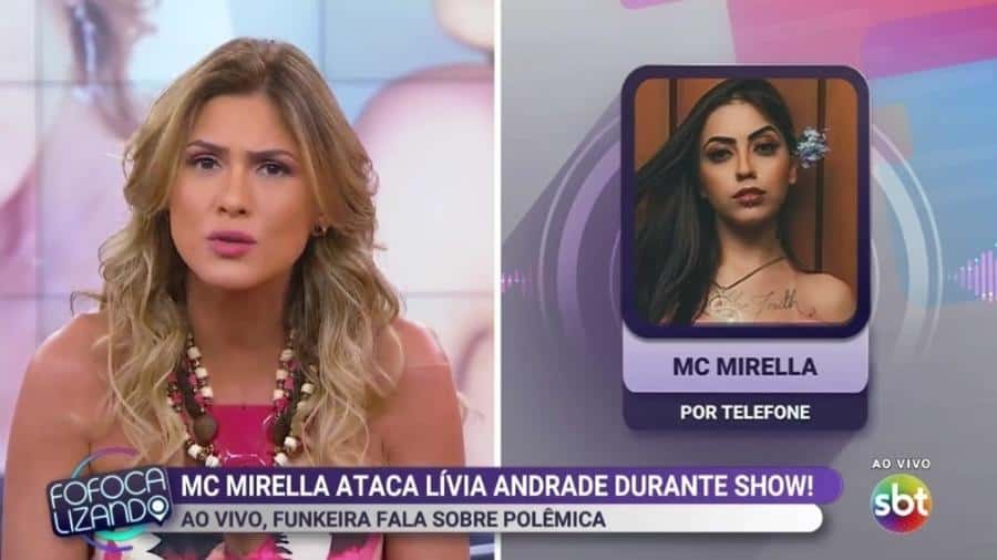 Lívia Andrade e MC Mirella discutem no Fofocalizando, programa do SBT (Foto: Divulgação)