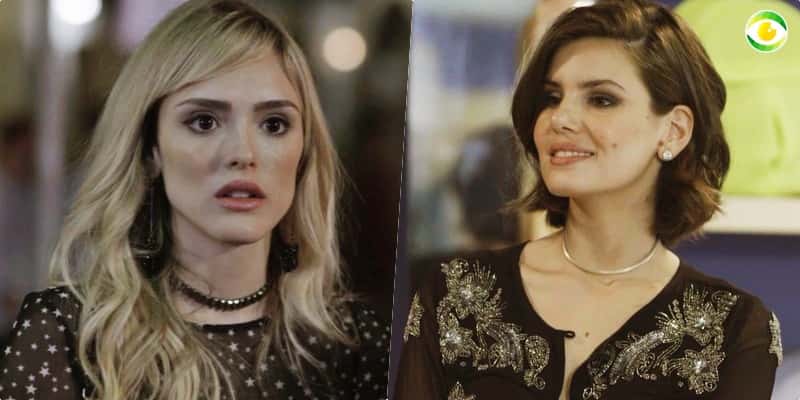 Vanessa (Camila Queiroz) odiará o sucesso de Manu (Isabelle Drummond) na novela das sete Verão 90 (Foto: Montagem/TV Foco)
