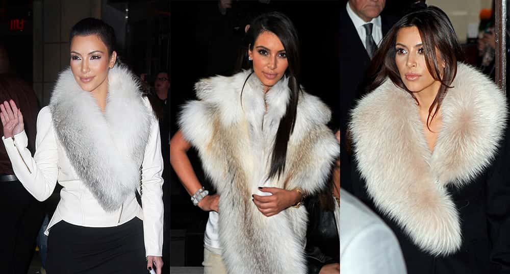 Kim Kardashian usando roupa de pele de animal (Foto: Reprodução)