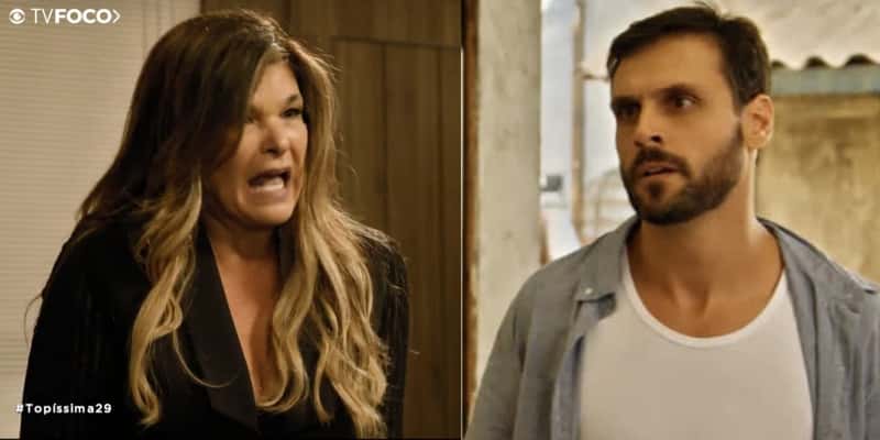 Lara e Antônio de Topíssima da Record (Foto: Montagem/TV Foco)