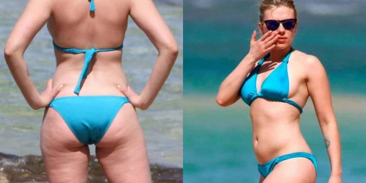 Scarlett Johansson recebe críticas da web após foto mostrando seu corpo real (Foto: Reprodução)
