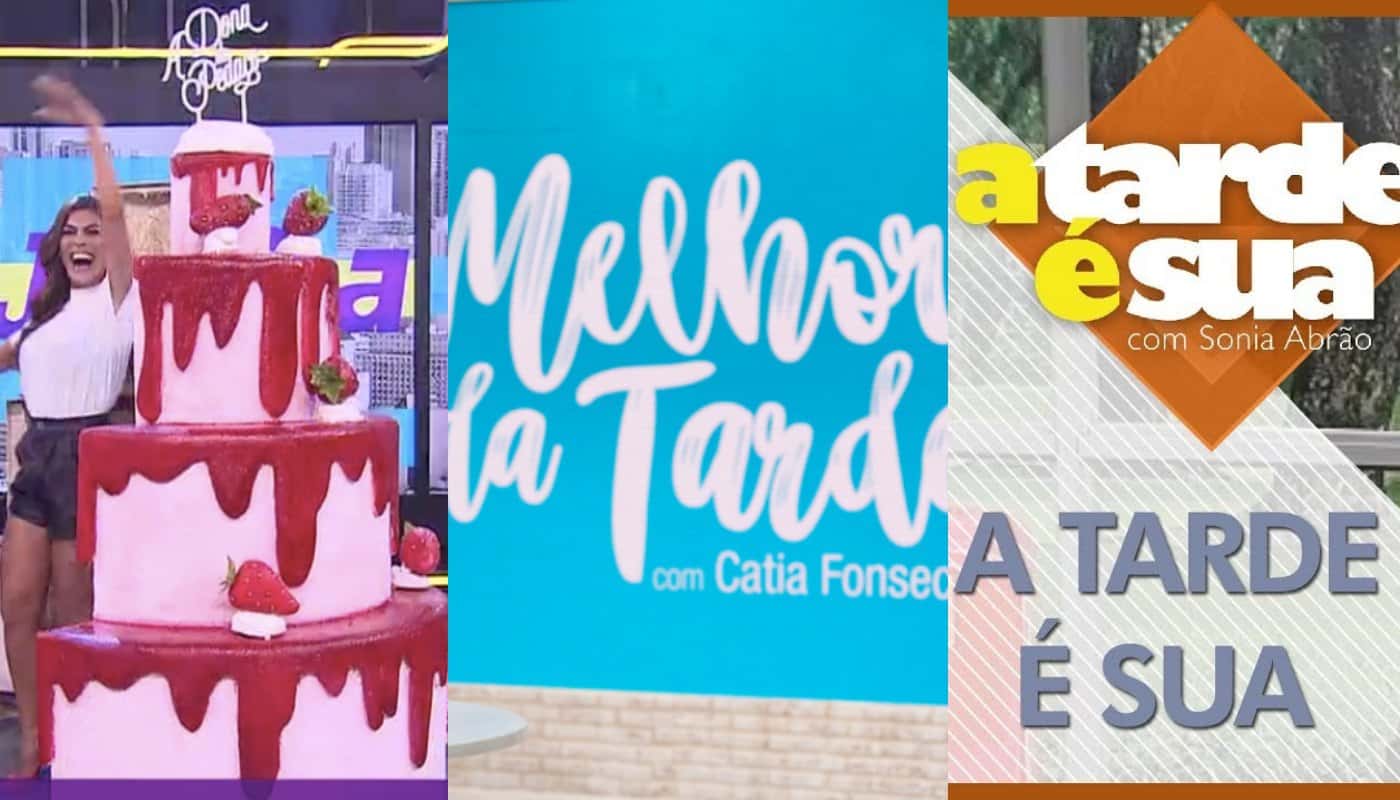 Juliana Paes sai de dentro do bolo no Se Joga, Melhor da Tarde e A Tarde é Sua. Foto: Reprodução