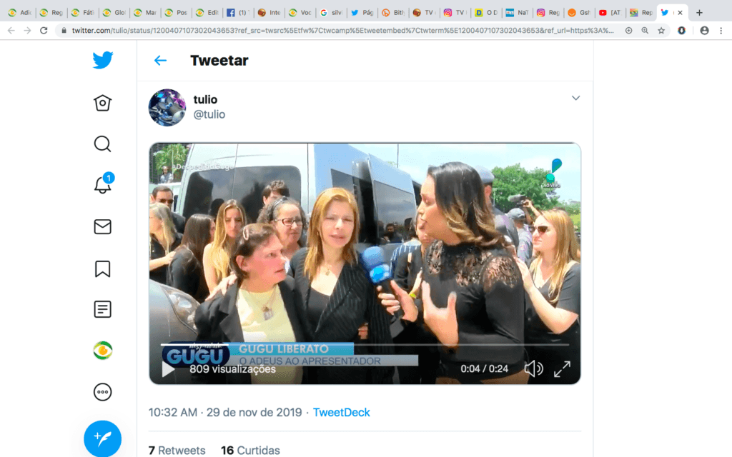 Lisa Gomes entrevistou Rose Di Matteo no velório de Gugu Liberato - Reprodução